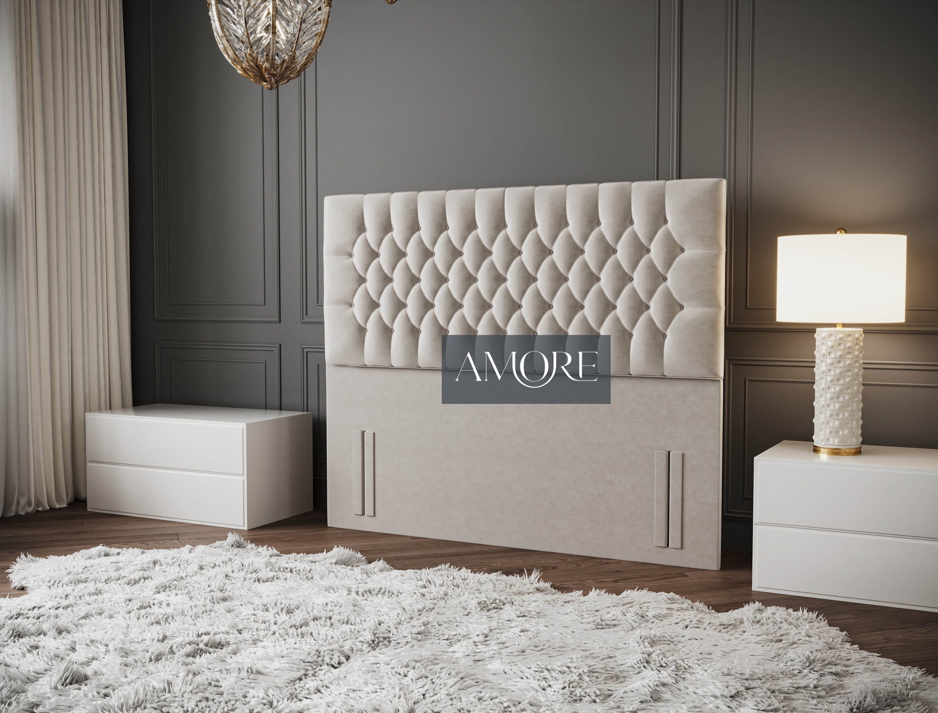 Elijah Chesterfield Upholstered Fabric Headboard