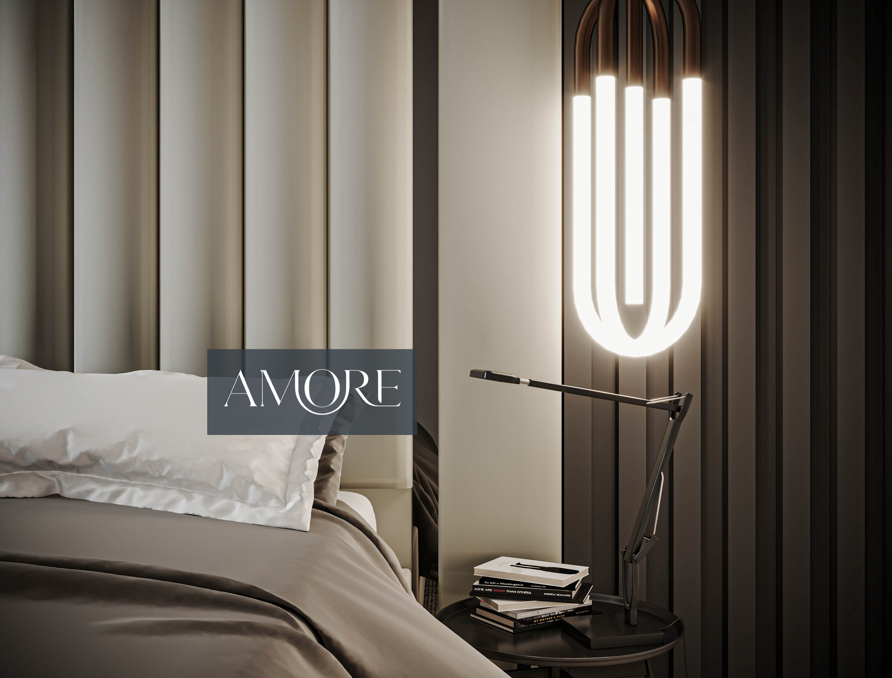 Aurora Wide Extended Headboard Mirror Stripe Panelled Bed, extended headboard bed, cream bed, new bed, wide headboard bed, upholstered bed, bed frame, fabric bed, bed in uk
