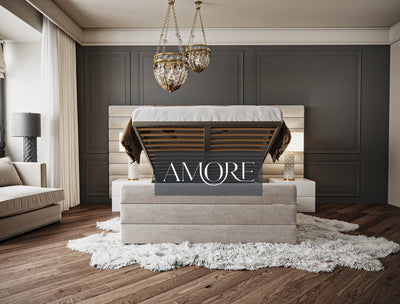 Leland Wide Headboard Upholstered Line Panel Bed - Amore